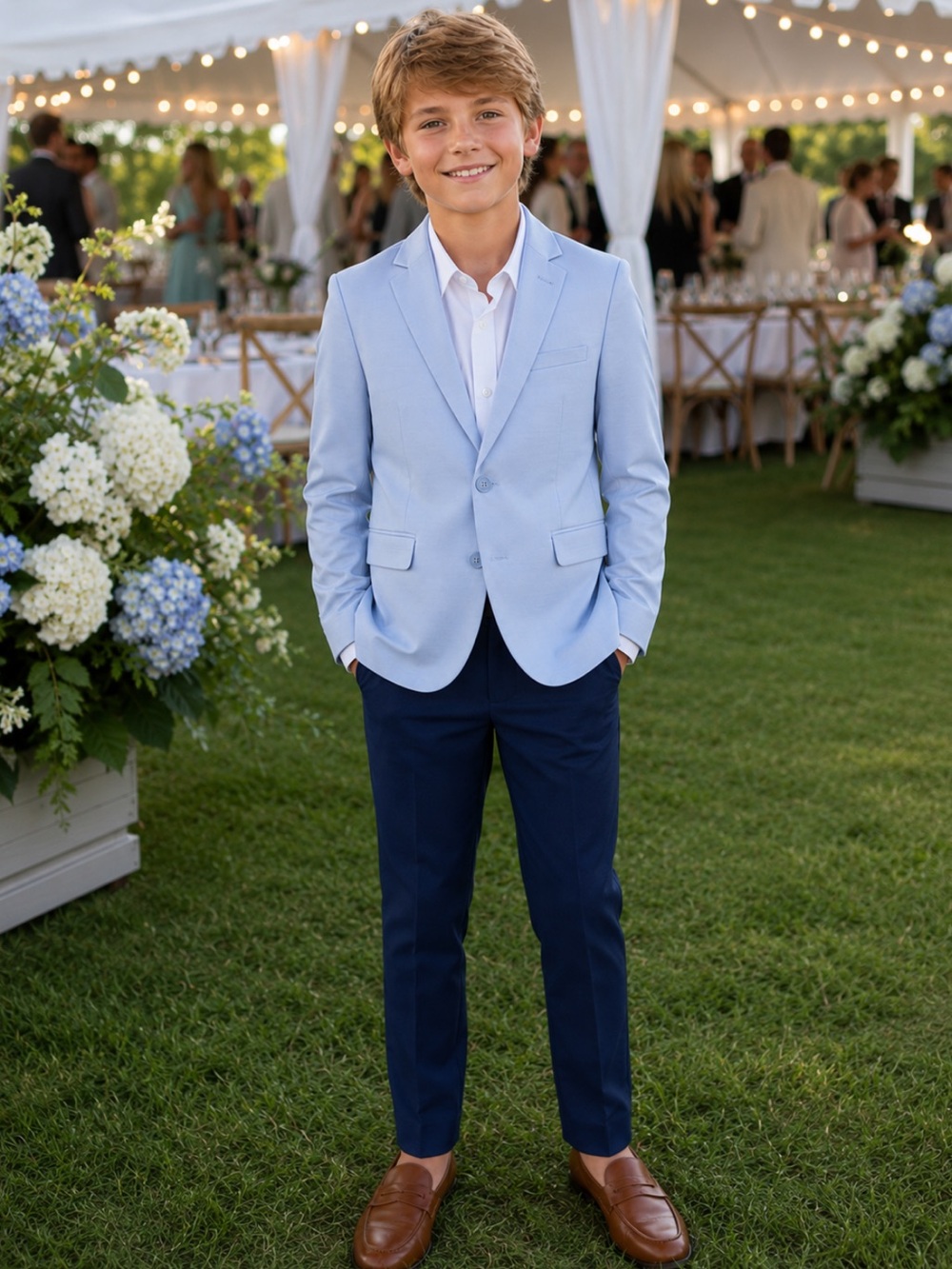 NWT Calvin Klein Boys Light Blue Suit Jacket Blazer Wedding Formal Spring Summer